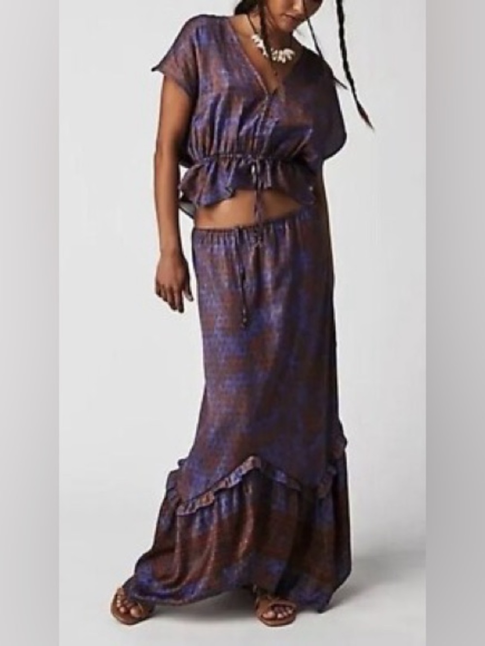 Free People Dreambound matching set skirt and cropped top